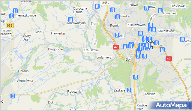 mapa Ludźmierz, Ludźmierz na mapie Targeo