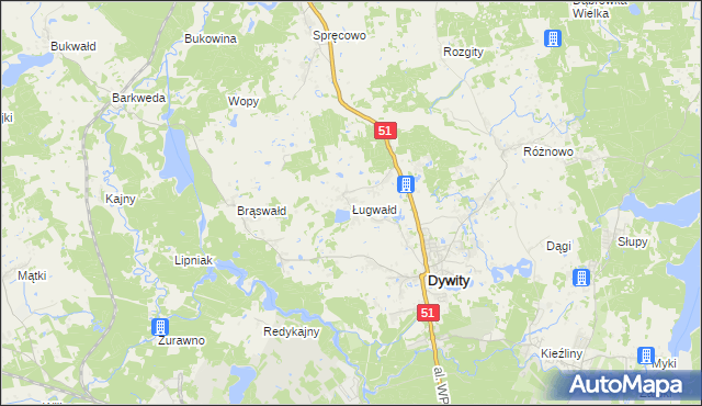 mapa Ługwałd, Ługwałd na mapie Targeo