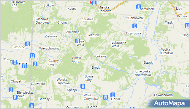 mapa Łukawa gmina Głowaczów, Łukawa gmina Głowaczów na mapie Targeo