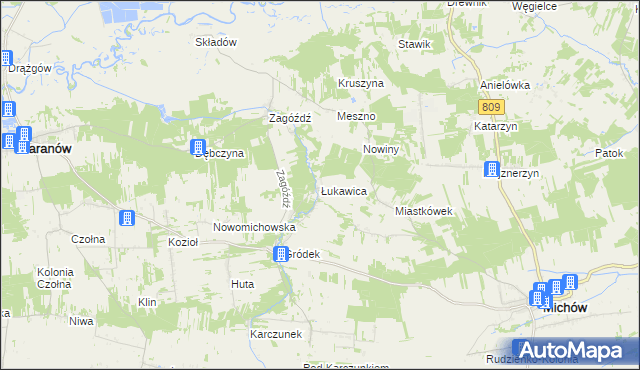 mapa Łukawica gmina Baranów, Łukawica gmina Baranów na mapie Targeo