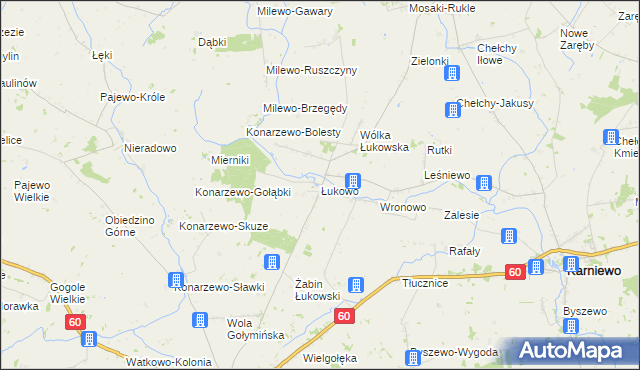mapa Łukowo gmina Karniewo, Łukowo gmina Karniewo na mapie Targeo
