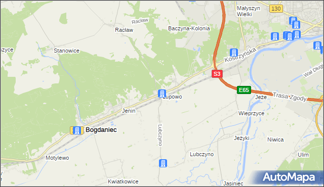 mapa Łupowo gmina Bogdaniec, Łupowo gmina Bogdaniec na mapie Targeo