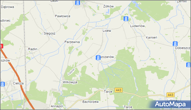 mapa Łuszczanów, Łuszczanów na mapie Targeo