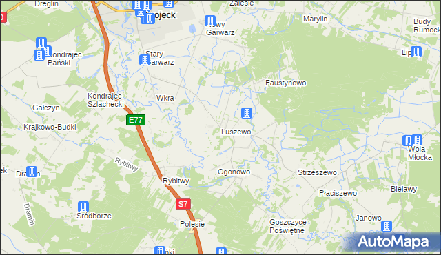 mapa Luszewo gmina Glinojeck, Luszewo gmina Glinojeck na mapie Targeo