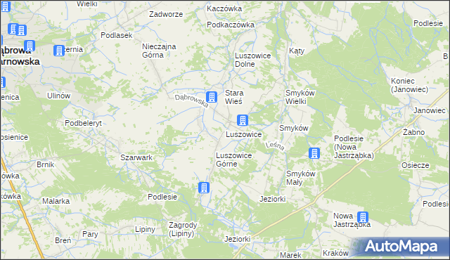 mapa Luszowice gmina Radgoszcz, Luszowice gmina Radgoszcz na mapie Targeo