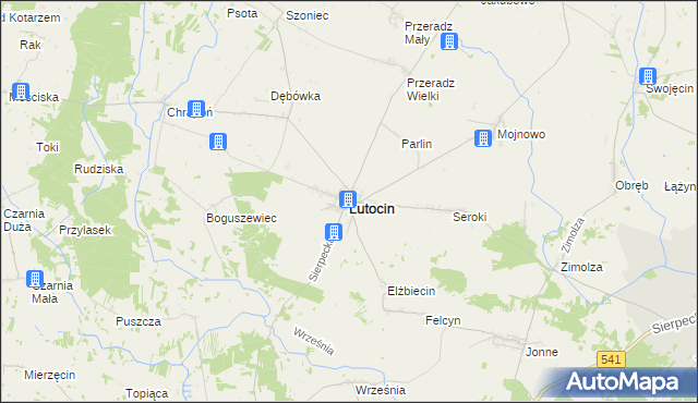mapa Lutocin, Lutocin na mapie Targeo