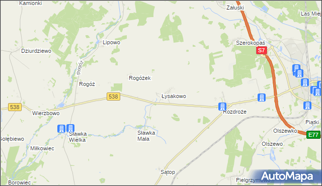 mapa Łysakowo gmina Nidzica, Łysakowo gmina Nidzica na mapie Targeo