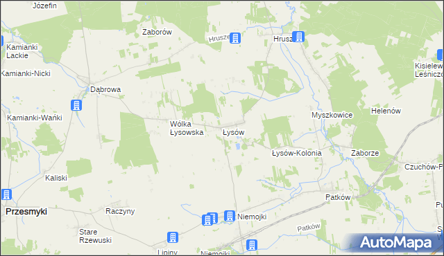 mapa Łysów gmina Przesmyki, Łysów gmina Przesmyki na mapie Targeo