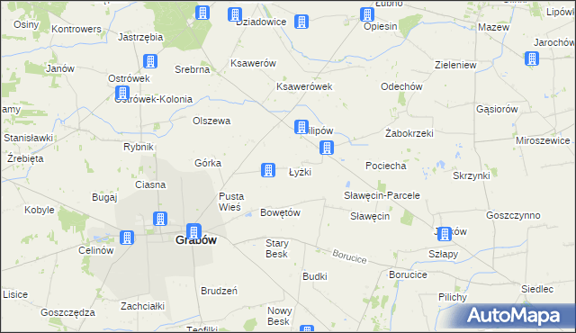 mapa Łyżki, Łyżki na mapie Targeo
