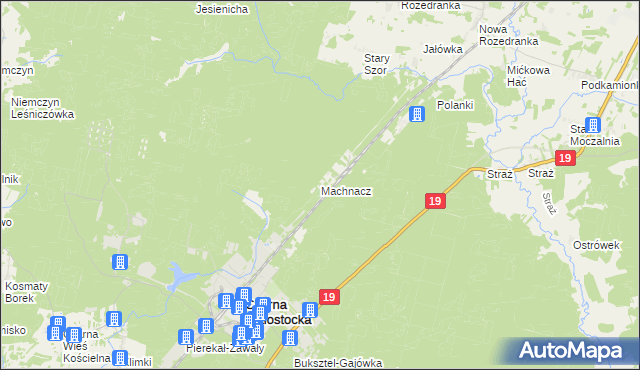 mapa Machnacz gmina Czarna Białostocka, Machnacz gmina Czarna Białostocka na mapie Targeo