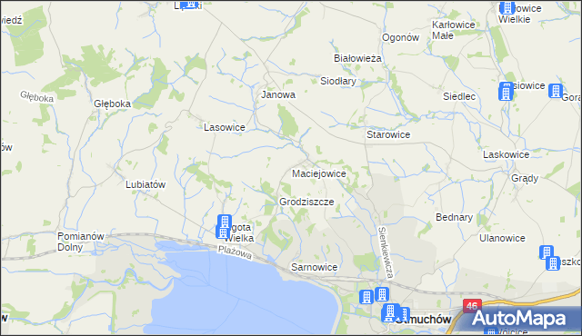 mapa Maciejowice gmina Otmuchów, Maciejowice gmina Otmuchów na mapie Targeo