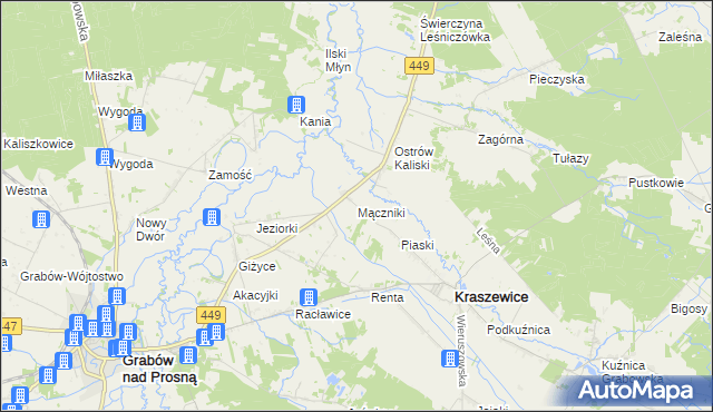 mapa Mączniki gmina Kraszewice, Mączniki gmina Kraszewice na mapie Targeo