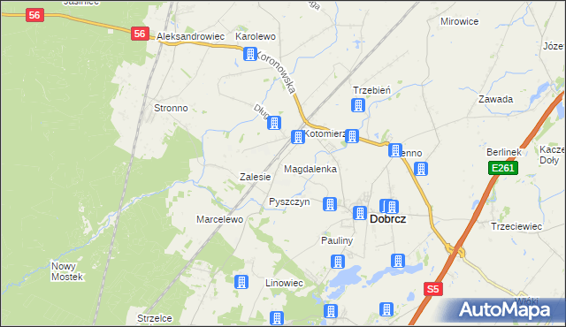 mapa Magdalenka gmina Dobrcz, Magdalenka gmina Dobrcz na mapie Targeo