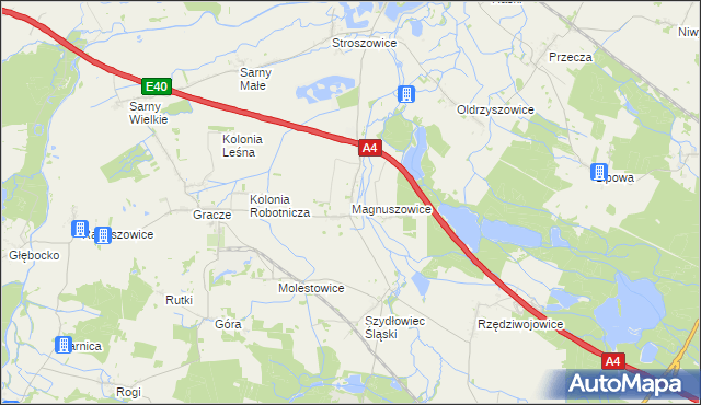 mapa Magnuszowice, Magnuszowice na mapie Targeo