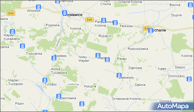 mapa Majdan gmina Wojsławice, Majdan gmina Wojsławice na mapie Targeo
