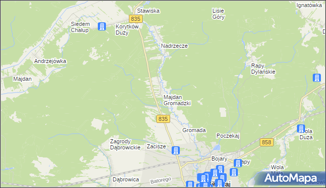 mapa Majdan Gromadzki, Majdan Gromadzki na mapie Targeo