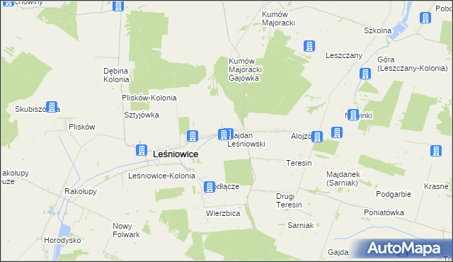 mapa Majdan Leśniowski, Majdan Leśniowski na mapie Targeo