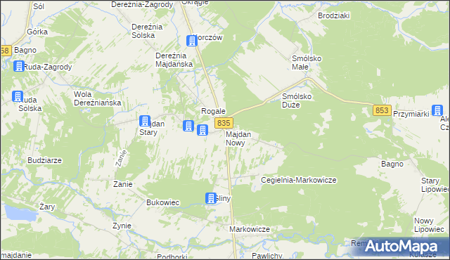 mapa Majdan Nowy, Majdan Nowy na mapie Targeo