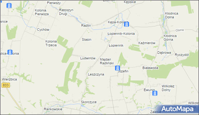 mapa Majdan Radliński, Majdan Radliński na mapie Targeo