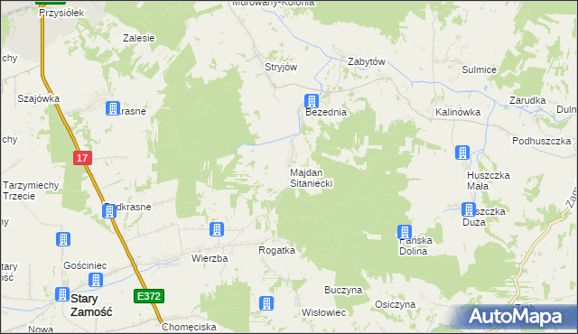 mapa Majdan Sitaniecki, Majdan Sitaniecki na mapie Targeo