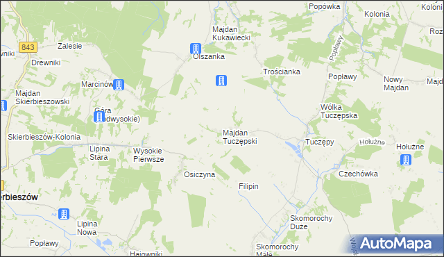 mapa Majdan Tuczępski, Majdan Tuczępski na mapie Targeo