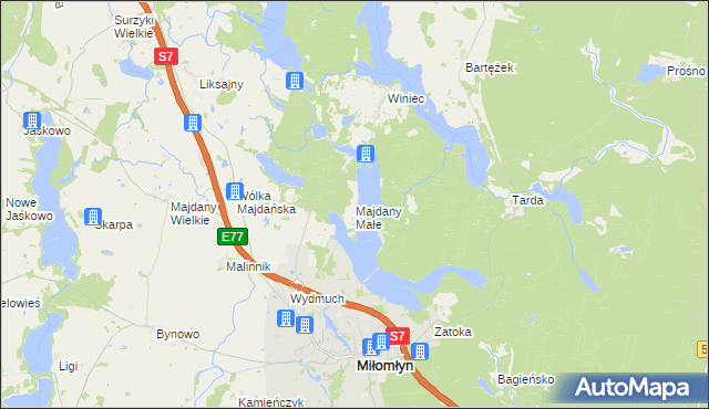 mapa Majdany Małe, Majdany Małe na mapie Targeo