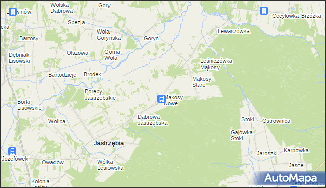 mapa Mąkosy Nowe, Mąkosy Nowe na mapie Targeo