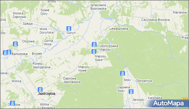mapa Mąkosy Stare, Mąkosy Stare na mapie Targeo