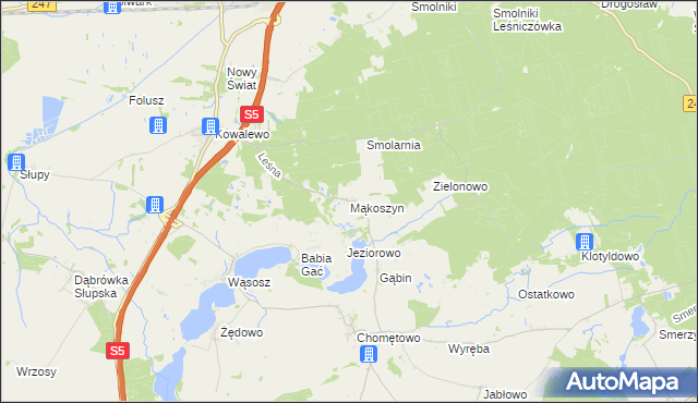 mapa Mąkoszyn gmina Szubin, Mąkoszyn gmina Szubin na mapie Targeo