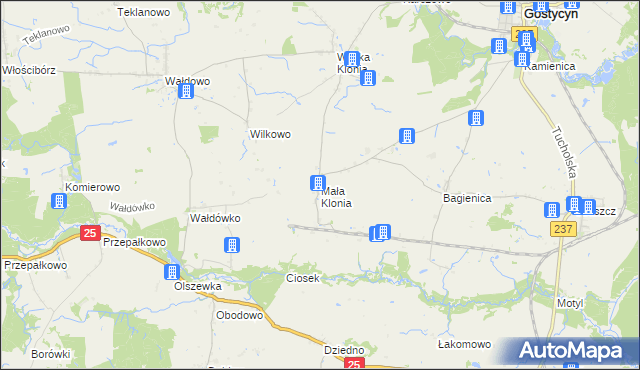 mapa Mała Klonia gmina Gostycyn, Mała Klonia gmina Gostycyn na mapie Targeo
