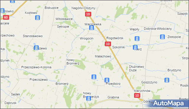 mapa Małachowo gmina Drobin, Małachowo gmina Drobin na mapie Targeo