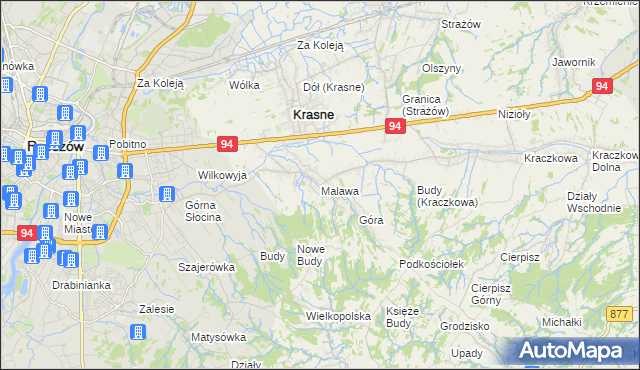 mapa Malawa gmina Krasne, Malawa gmina Krasne na mapie Targeo