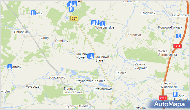 mapa Malinowo Stare, Malinowo Stare na mapie Targeo