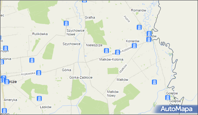 mapa Małków-Kolonia, Małków-Kolonia na mapie Targeo