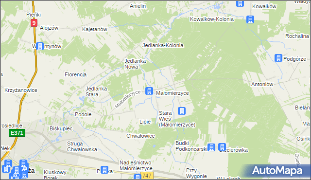 mapa Małomierzyce, Małomierzyce na mapie Targeo