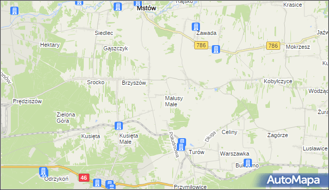 mapa Małusy Małe, Małusy Małe na mapie Targeo
