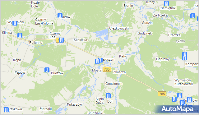 mapa Maluszyn gmina Żytno, Maluszyn gmina Żytno na mapie Targeo