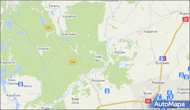 mapa Mały Bór gmina Iława, Mały Bór gmina Iława na mapie Targeo