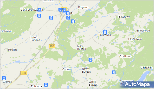 mapa Mały Buczek gmina Lipka, Mały Buczek gmina Lipka na mapie Targeo