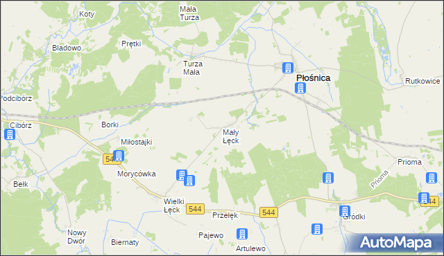 mapa Mały Łęck, Mały Łęck na mapie Targeo