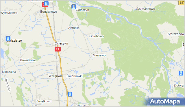 mapa Maniewo, Maniewo na mapie Targeo