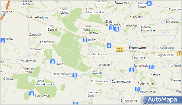 mapa Marchocice gmina Racławice, Marchocice gmina Racławice na mapie Targeo