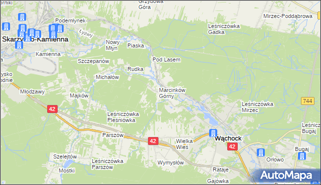 mapa Marcinków gmina Wąchock, Marcinków gmina Wąchock na mapie Targeo