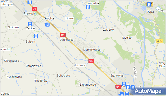 mapa Marcinkowice gmina Oława, Marcinkowice gmina Oława na mapie Targeo