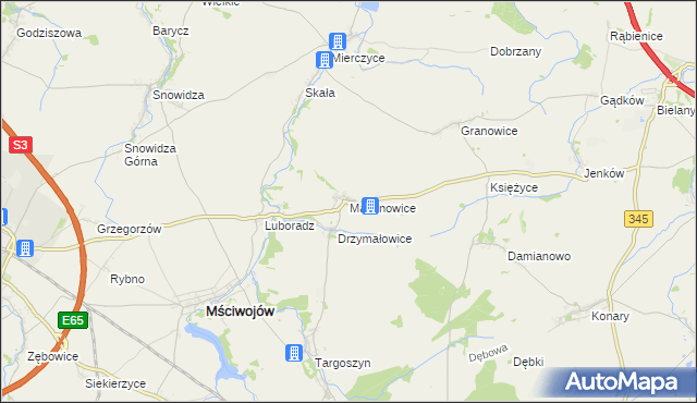 mapa Marcinowice gmina Mściwojów, Marcinowice gmina Mściwojów na mapie Targeo