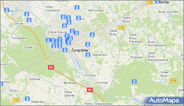 mapa Mariampol gmina Jaktorów, Mariampol gmina Jaktorów na mapie Targeo