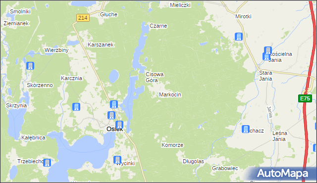mapa Markocin gmina Osiek, Markocin gmina Osiek na mapie Targeo