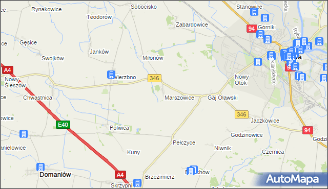 mapa Marszowice gmina Oława, Marszowice gmina Oława na mapie Targeo