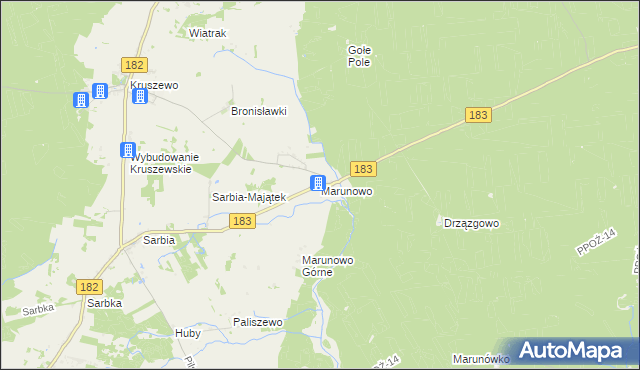 mapa Marunowo, Marunowo na mapie Targeo