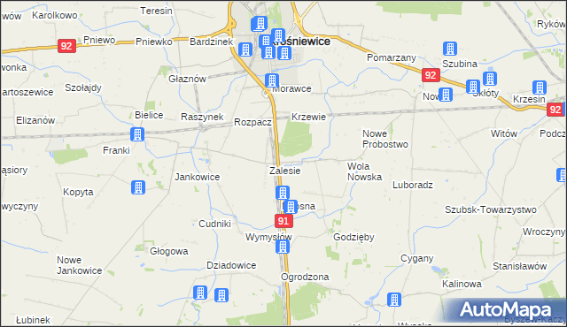 mapa Marynin gmina Krośniewice, Marynin gmina Krośniewice na mapie Targeo
